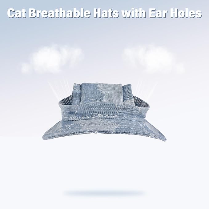 DENTRUN Cat Hats for Cats Only, Cat Cowboy Hats with Ear Holes Tiny Pets Birthday Party Costume, Cat Headwear Mini Cowboy Hat, Funny Sombrero Kitten Hat Chihuahua Beanie Cap Party Decorations