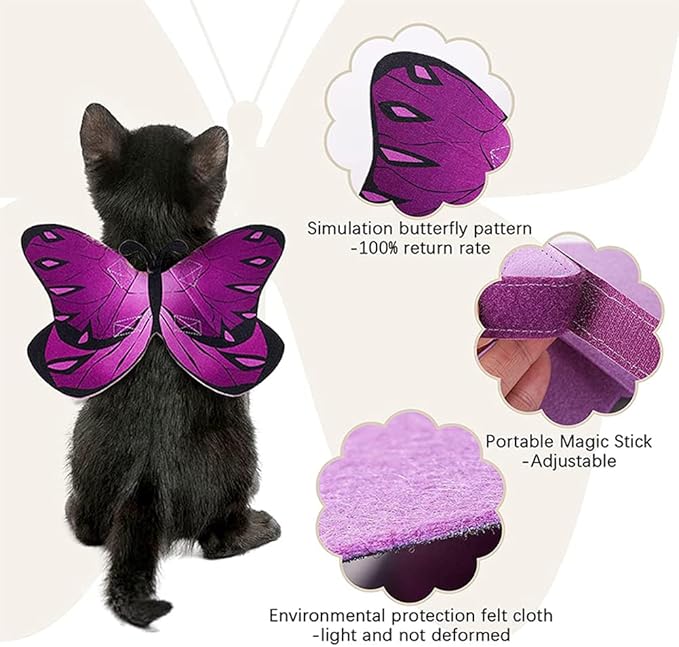 Cat Dog Butterfly Costume Wings for Halloween Party Decoration, Halloween Dog Cat Costume, Puppy Cat Dress Up Accessories