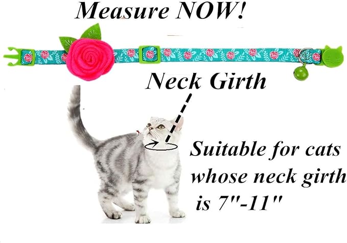 Cat Collar Breakaway with Bells, 5 Pack Small Dog Collar with Flower Charms