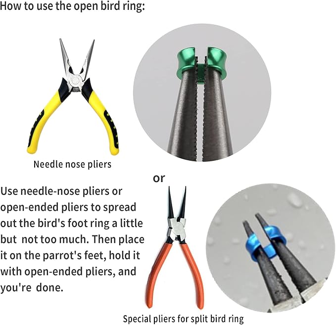 Open Bird Ring Bird Band Bird Foot Ring Bird Leg Bands Rings for Birds Tags Aluminum Alloy Split Ring Mixed Color for Parrots Hibiscus Bird Finches Etc 50Pcs (ID 3.7MM)