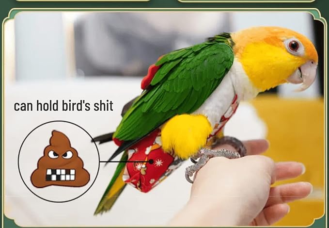 Bird Flight Suits Diapers, Parrot Diapers for Monk Parakeets, Cockatiels, Parrot Clothes Costume, Bird Training Nappy Suit Liners Clothes (Small,Blue-B)
