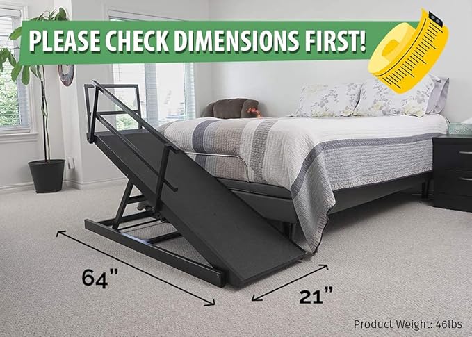 Large Dog Ramp for Bed, by DoggoRamps – Extra Wide Dog Ramp for Large Dogs to Get on High Beds up to 35" Tall – Wide Ramp with Rails, Platform & Non-Slip Grip – Made in N America from Solid Hardwood