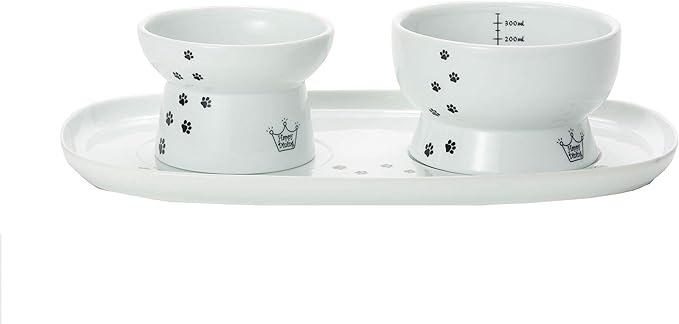 Necoichi Raised Cat Bowl Dining Tray (Bowl Set with Dining Tray)