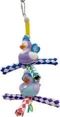 951 Double Duck Trap Bird Toy 9" - Handmade Foraging Bamboo Finger Traps & Rubber Ducks - Shredding & Chewing Cage Accessory for Conure, Parakeet, Lovebird & Cockatiel - Interactive Enrichment