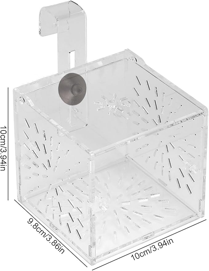 Aquarium Breeder Box, Acrylic Transparent Fish Breeding Box Hatchery Incubator Aquarium Isolation Box(10CM*10CM*10CM)