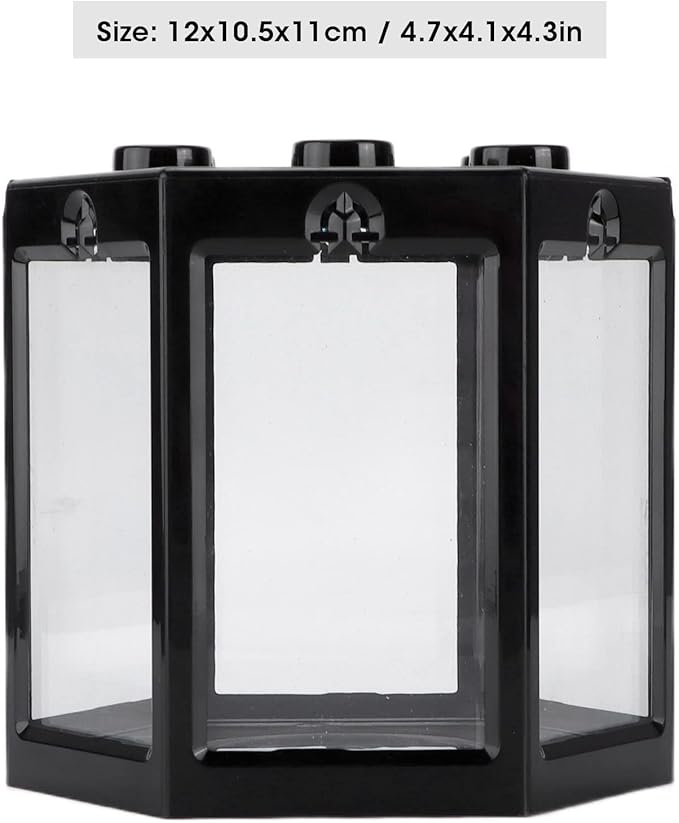 Small Fish Tank, Betta Aquarium Mini Fish Tank for Shrimp Golden Fish Tank for Office Decoration (Black)