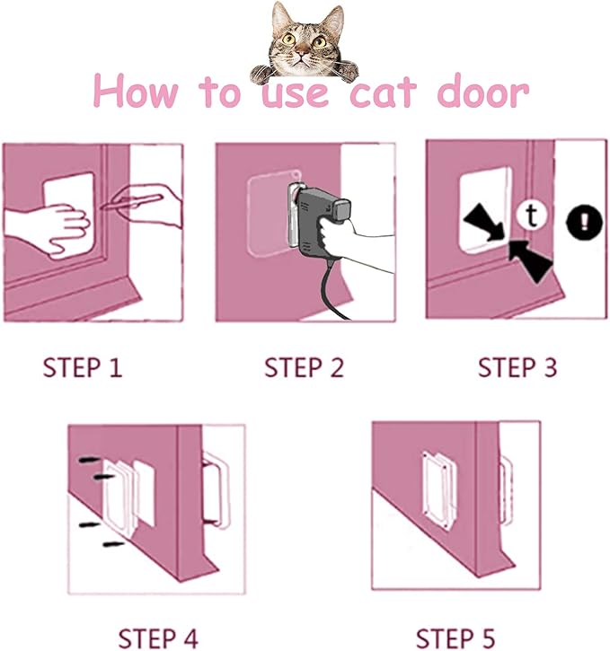 EGETOTA Cat Door Flap Extra Large (Outer Size 11" x 9.8"), 4 Way Locking for Interior Exterior Doors, Weatherproof Pet Door for Cats Doggie Kitties & Kittens, Easy Installation