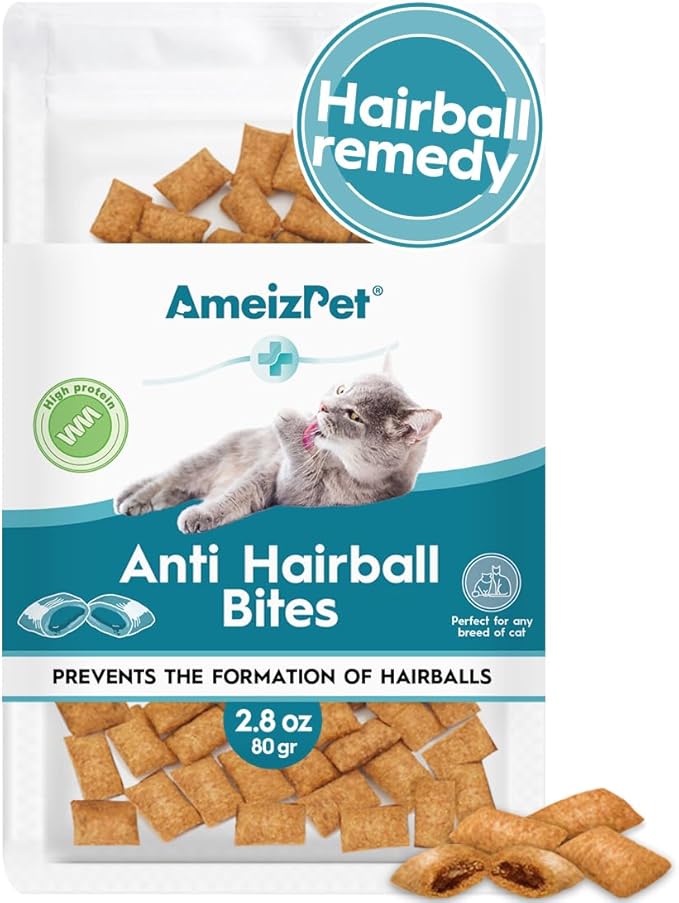 Anti Hairball Treats, Hairball Remedy for Cats, Cat Biscuits Hairballs Treatment - Crunchy Hairballs Cat Biscuits, 2.82 oz (80 g)