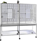 Double Flight Bird Cage with Divider Color: Platinum