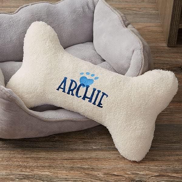 Personalization Universe Heart Paw Print Dog Bone Pet Pillow, Soft and Plush, Perfect for Pet Bed, Embroidered with Custom Name in Multiple Color Options, Dog Bed Accesory, for Large Dogs