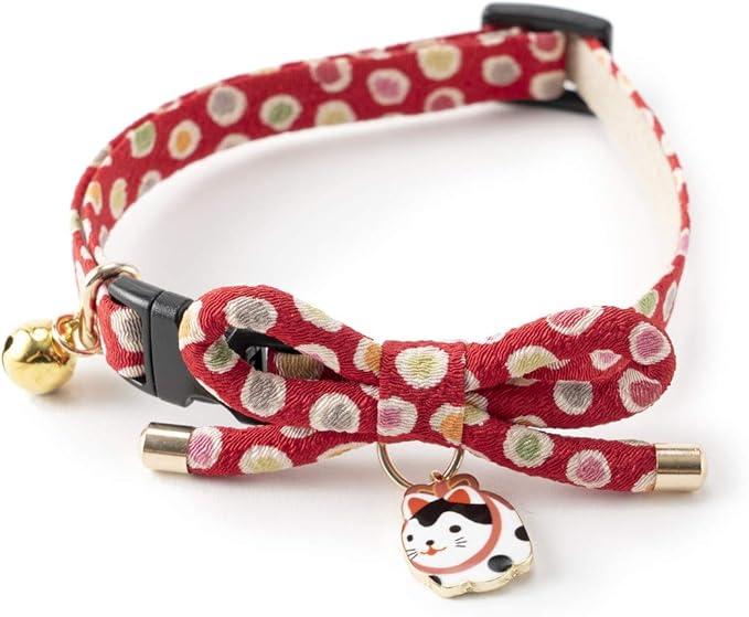 Necoichi Zen Hariko Charm Cat Collar (Red)