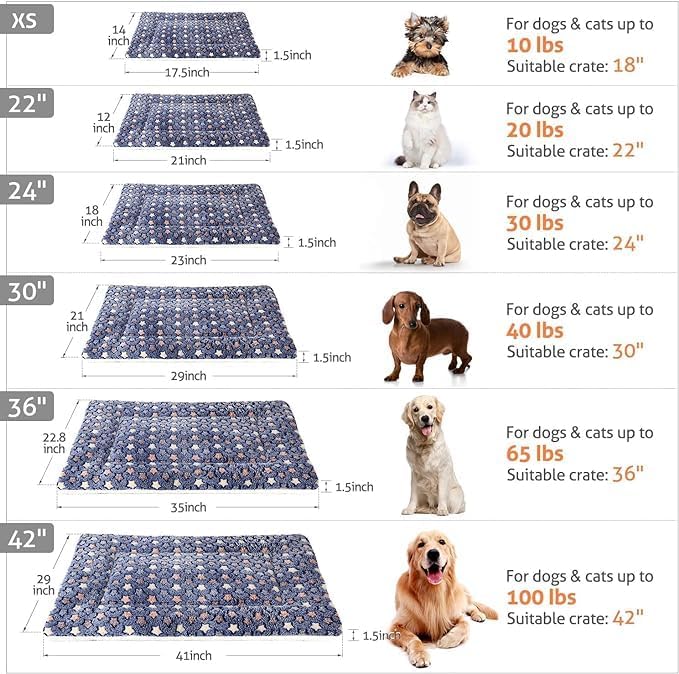 Mora Pets Dog Bed Crate Pad Ultra Soft Pet Bed with Cute Star Print Washable Crate Mat for Large Medium Small Dogs Reversible Fleece Dog Crate Kennel Mat Cat Bed Liner 29 x 21 inch Dark Blue