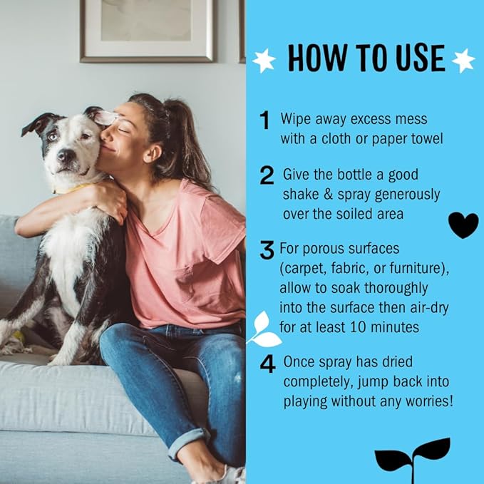 Molly's Suds Pet Odor Eliminator Spray for Dog and Cat Urine, Carpet Stains, and Strong Smells – Cleaner with Essential Oils (Furry Fresh, 24 Fl Oz)
