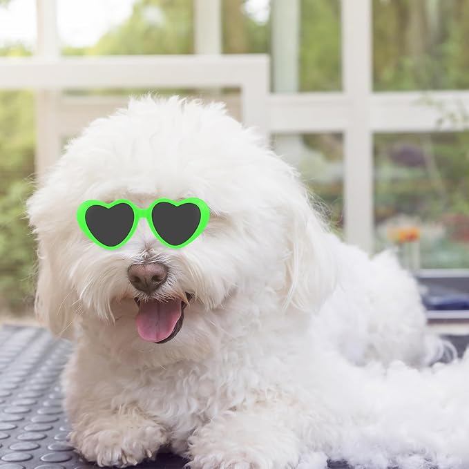 6 Pcs Pet Heart Sunglasses Summer Cute Pet Dog Sunglasses Retro Small Cat Glasses Photos Props Dolls Glasses Puppy Party Decor for Small Dogs Cat Accessories(Vibrant Colors Set)