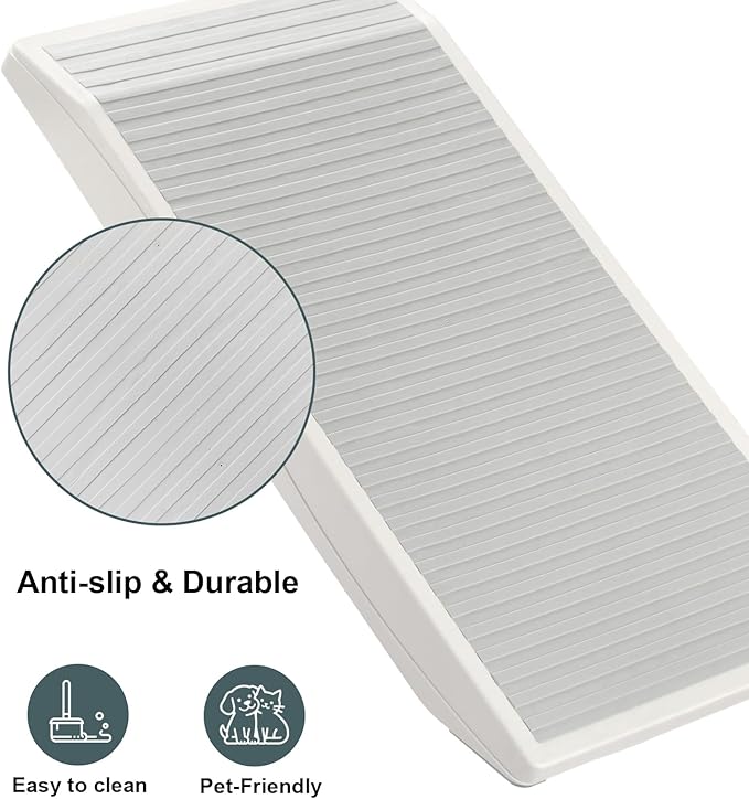 Dog Ramp for Bed& Couches – 4 Heights up to 18.31", Anti-Slip, Portable, Supports 100 lbs – Easy-Clean Pet Stairs for Small & Senior Dogs