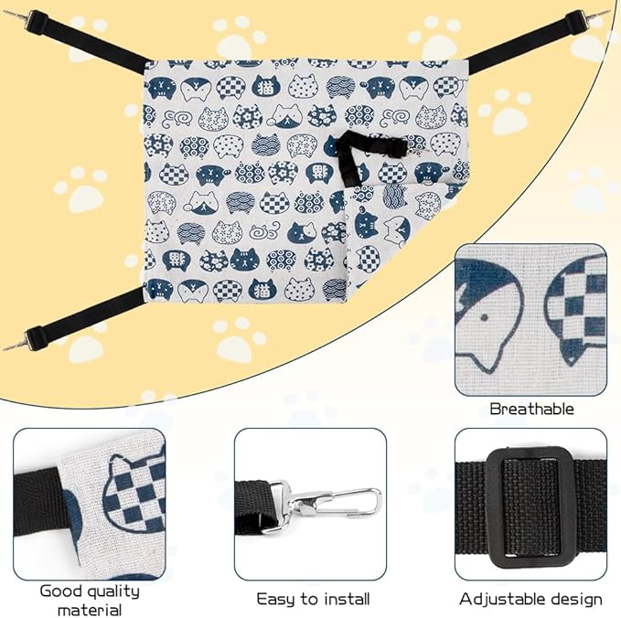 Pet Accessories Hanging Cat Bed Swing Hammock for Cage - Indoor Kitten Desk Accessories - Ferret Bed