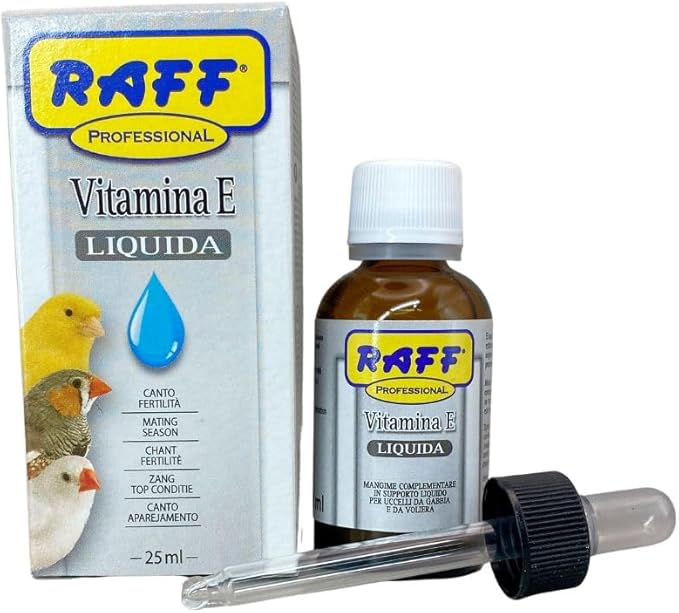 Raff Liquid Vitamin E Supplement for Bird 25ml - Sunflower Oils and Fats, Raw Soy Lecithin, Vitamin for Birds, Accessories for Pigeons, for Canary Food, Fertility for Birds, Finch, Breeding Bird