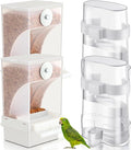 Yaomiao 4 Pcs No Mess Small Bird Feeders Automatic Parakeet Water Dispenser Clear Quail Feeder and Watered Cage Accessories for Small and Medium Parakeet Cockatiel Canary(Assorted,Clear)