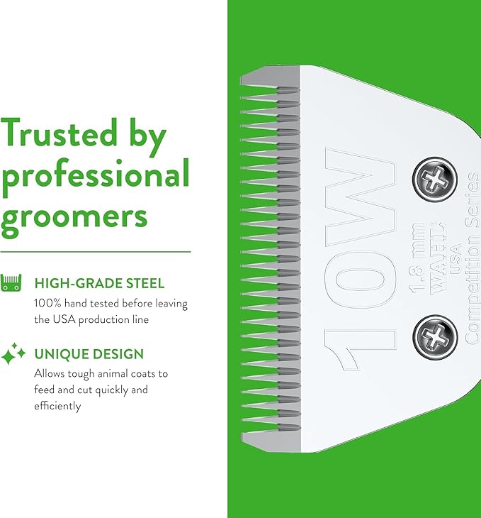 Wahl Professional Animal 10W Extra Wide Competition Series Detachable Blade with 1/16-Inch Cut Length (2377-100)