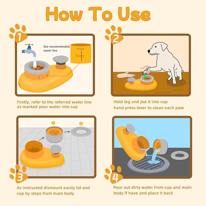 Pet Paw Cleaner Base for Full-Size Dogs with Claw Tray Design, Mechanical Dog Foot Washing Device (Medium-Large)