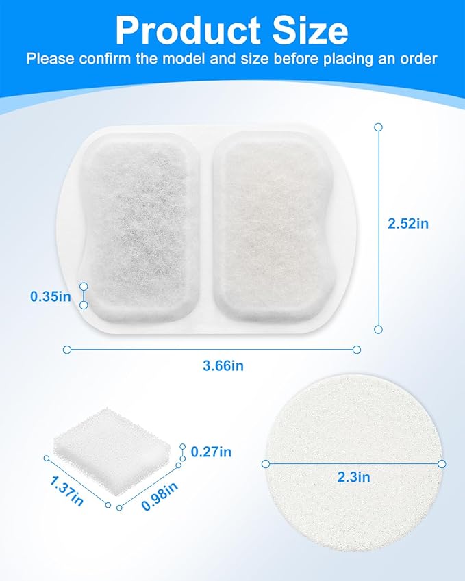 Dog Water Filter Replacement, 8 Set Dog Bowl Filters - Compatible with oneisall 7L/230oz/1.8G Stainless Steel Pet Water Fountain