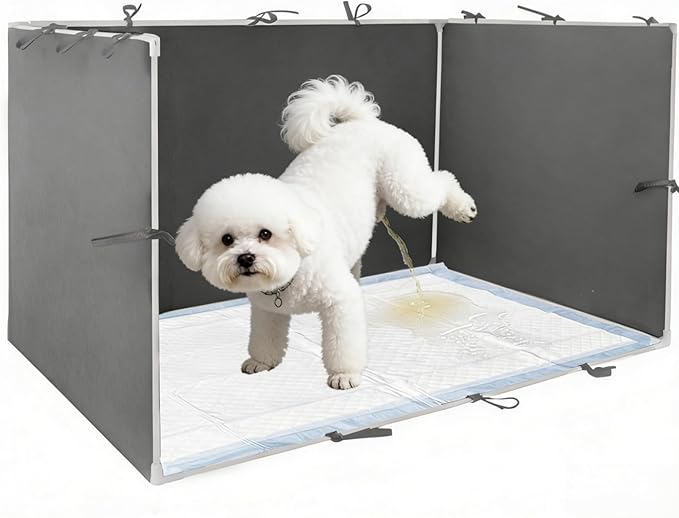 Dog Pee Pad Holder with High Walls - 35"x29"x17.3" No-Splash Indoor Dog Potty Box, Foldable Potty Training Toilet for Large Small Medium Dogs Puppy Potty (Dark Gray)