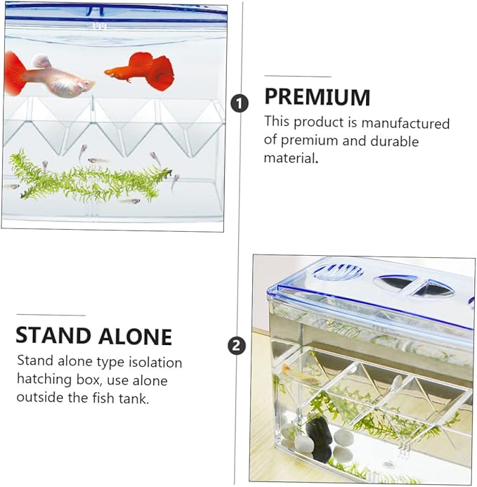 3 Pcs Small Fish Breeding Box - Freestanding Self-Floating Isolation Hatchery for Guppy and Fry in Aquarium