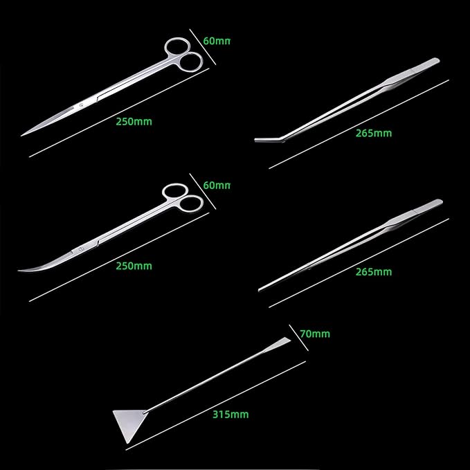 5 Pack Aquarium Scissor Tweezers Spatula Tool 5 in 1 Stainless Steel Aquascaping Tools Set Starter Kits