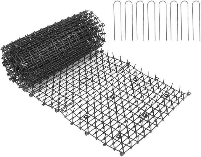 Cat Deterrent Mat Garden Cat Stopper Repellent Mat Flat Prickle Strip Dog Digging Deterrent for Indoor and Outdoor Black M