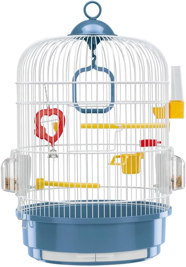 Ferplast Bird Cage Regina Cage for Birds, Canaries, Budgies, Finches, Metal, Accessories Included Rotating Feeders Perches, 32.5 x 32.5 x h 49 cm.