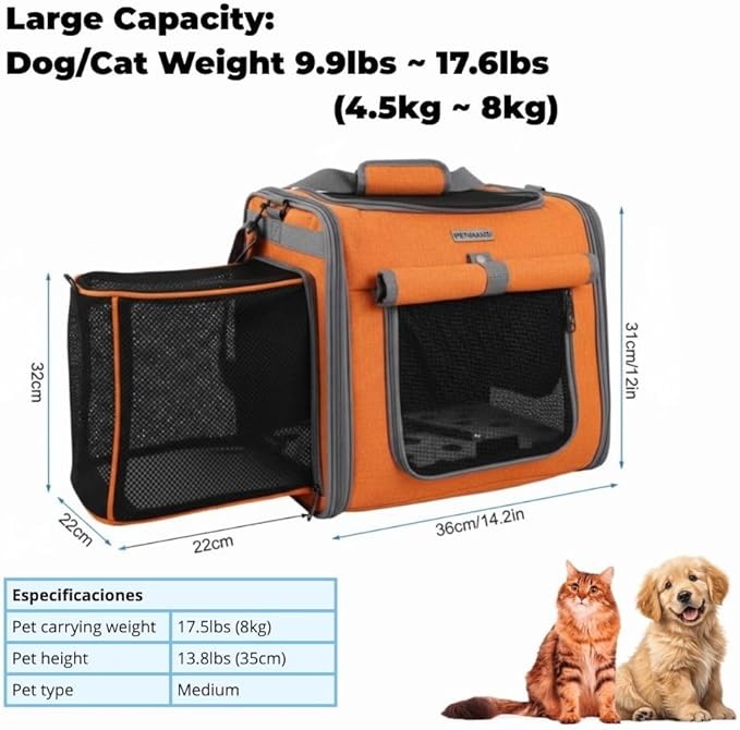 New Dog Bike Basket - Premium Dog Basket for Bike, Secure Pet Basket for Rides with Safety Strap, Dog Carrier Backpack Carrier with Dog Bowl by Luniko Shop (Orange)