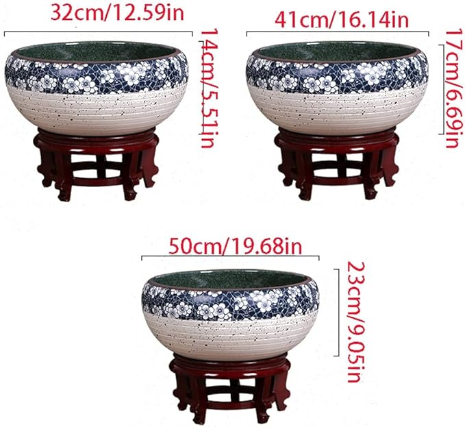 Aquarium Ceramic Goldfish Bowl Fish Tank Living Room Home Desktop Fish Culture Cylinder Feng Shui Lucky Fish Bowl Fish Tank Decorations (Color : B, Size : 41CM)
