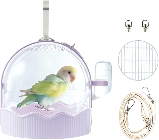 Pet Carriers Cage Portable Cage Parrot Bird Cage Outdoor Travel Camping Bird Parrot Cage with Water Bottle Bird Travel with Station Frame and Shoulder Strap Bird Travel Cage Bird Travel (Purple)