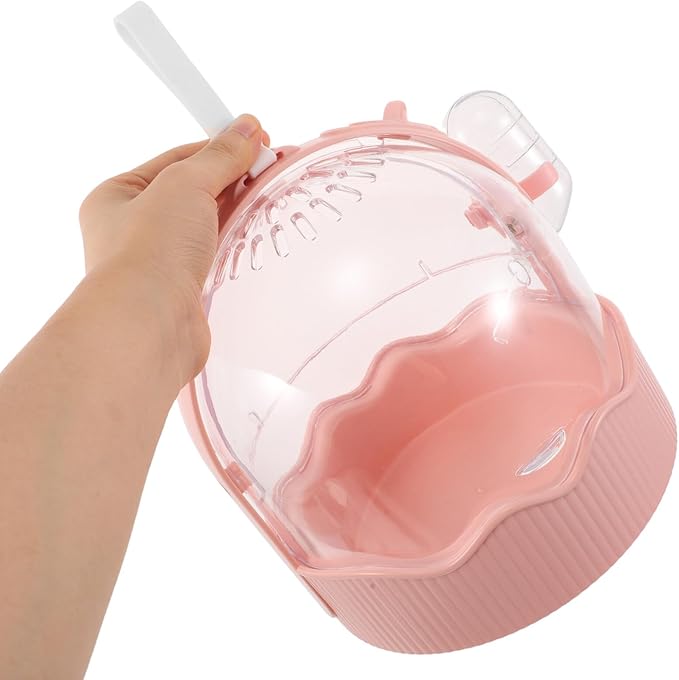 Portable Parrot Travel Cage with Ventilated Large Space, Lightweight Plastic Bird Carrier for Small Birds and Conures, Outdoor Use in Pink