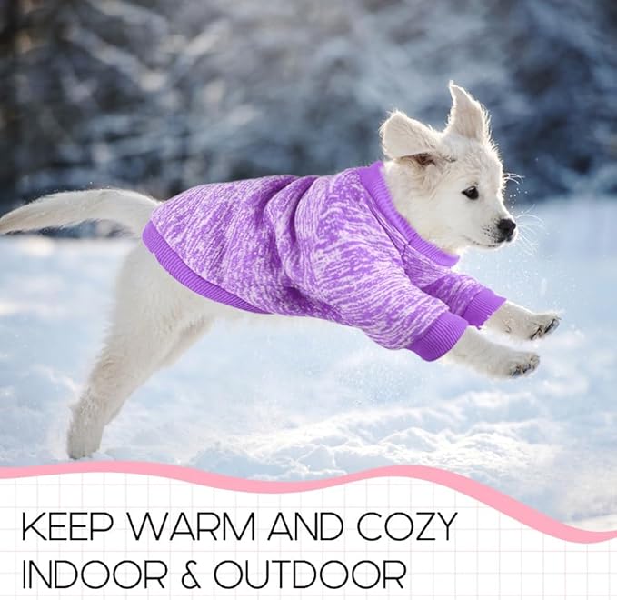 2 Pcs Dog Sweaters for Small Dogs Girl Boy Winter Fleece Clothes Warm Soft Dog Sweatshirt Outfit for Dogs Cats Pet Apparel