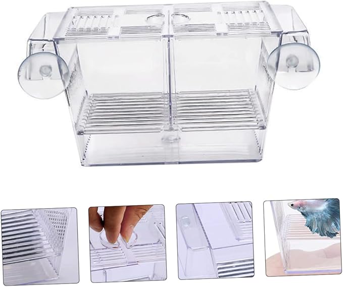 balacoo Portable Fish Tank Fish Breeding Box for Aquarium Floating Breeding Box Suction Cup Incubation Container Breeder