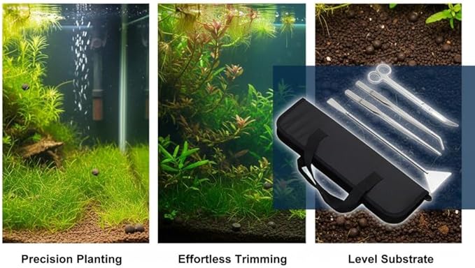 4 Pcs Aquarium Tool Kit, Stainless Steel For Fish Tank Plant, Includes Tweezers Scissors Spatula, With Canvas Bag