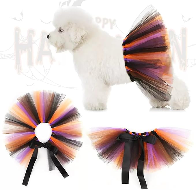 1-Pc Pet Halloween Party Costume-Puppy Party Adjustable Saree with Unique Ribbons Soft Costume Accessory for Small Medium Dogs and Cats