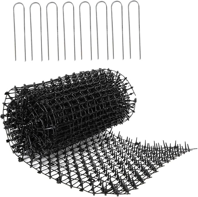 Cat Deterrent Mat Garden Cat Stopper Repellent Mat Flat Prickle Strip Dog Digging Deterrent for Indoor and Outdoor Black M
