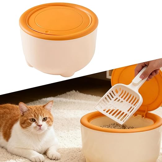 Cat Litter Trash Can Pet Garbage Bin Sturdy Portable Trash Bin Wastebasket with Press Type Lid Pet Accessories, Yellow