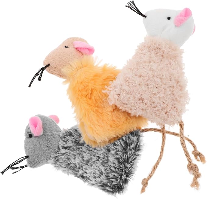 Hemoton 3pcs Refillable Catnip Toys for Cats, Cat Toys for Puppie Kittens, Plush Mouse Filled, Interactive Kitten Teething Chew Doll, Realistic Mice Set for Boredom Relief & Hunting Exercise
