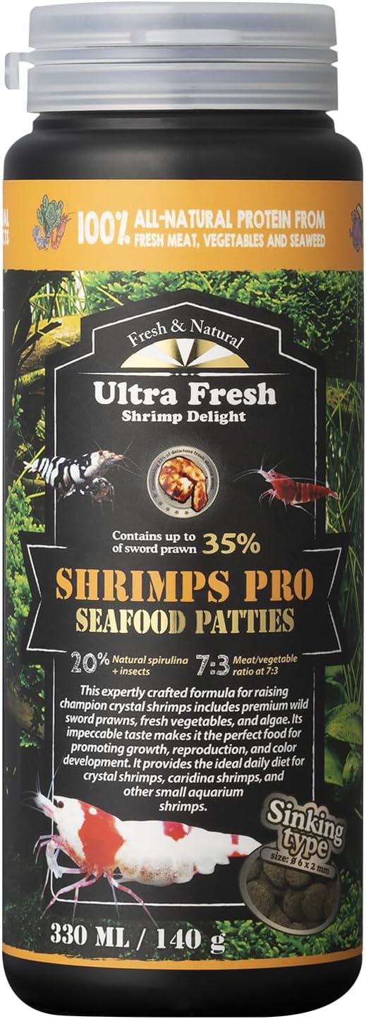 Ultra Fresh Shrimp Food, High Protein, Rich in Vitamins for Crystal, Caridina and Small Tropical Shrimp 4.94oz