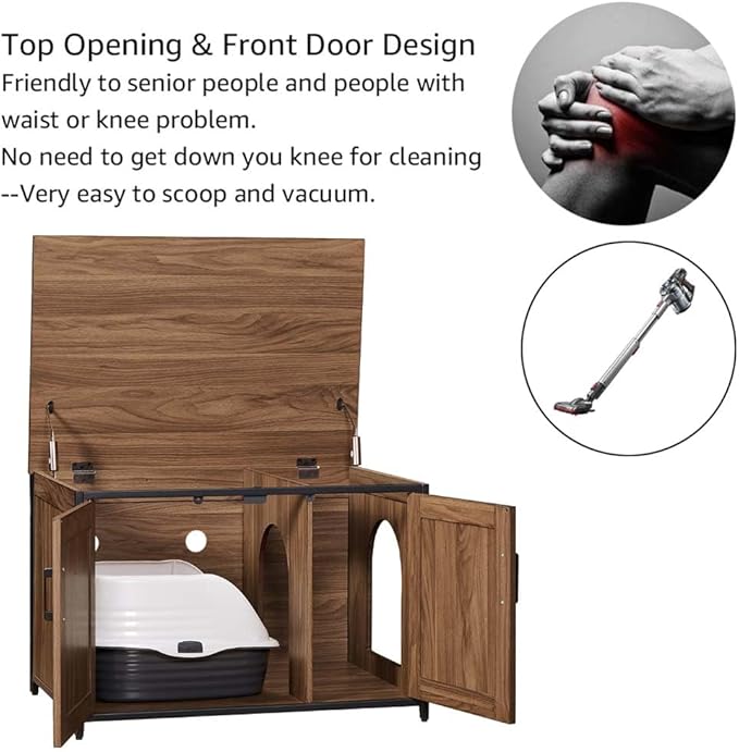 unipaws Top Opening Cat Litter Box Enclosure, Friendly to Elderly People, Waist or Keen Problem People, XL Extra Large Cat Box Furniture