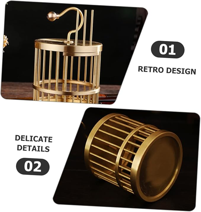 Happyyami 5pcs Antique Bird Cage Small Metal Tealight Holder Birdcage Lantern Candle Stand Mini Bird Cage Decor Fengshui Birdcage Ornament Feng Shui Ornament Office Brass Desktop Statuette