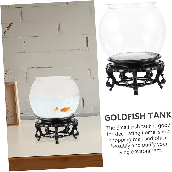 SUPVOX 1Set Transparent Fish Tank with Base Compact Desktop Aquarium for Betta Fish Shrimp Modern Design Easy to Clean for Home Office Decor