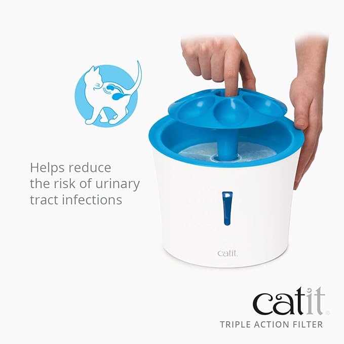 Catit Triple Action Replacement Original Water Fountain Filters, 12 Pack – Official Replacement Filters for Catit Cat Drinking Water Fountains