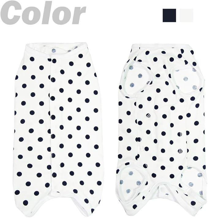 Dog’s Recovery Suit Post Surgery Shirt for Puppy, Wound Protective Clothes for Little Animals(White spot-XL)