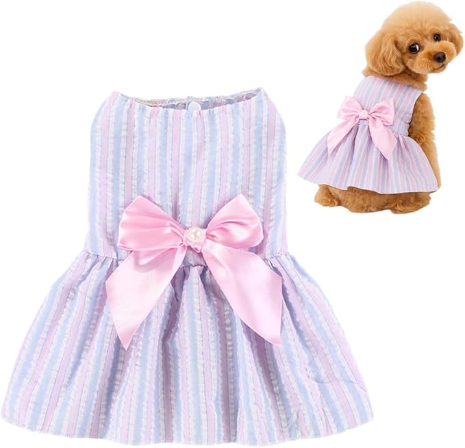 Dog Dress,1PC Dog Dresses with Cute Bowknot,Summer Dogs Clothes Pet Princess Dresses for Chihuahua Yorkies Puppies Cat Outfit