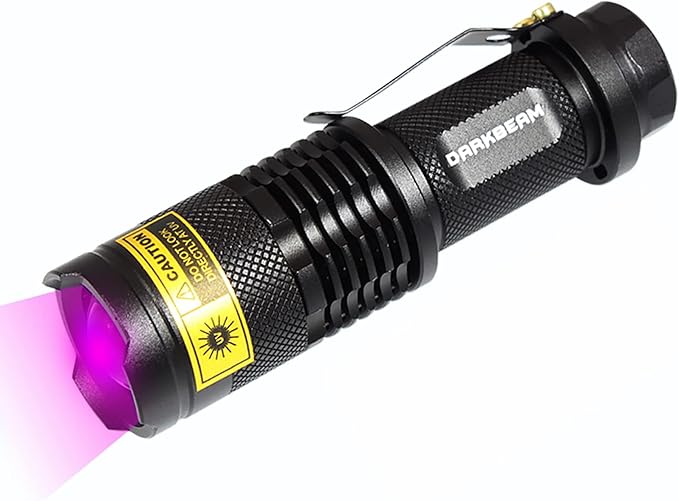 DARKBEAM UV 395nm Flashlight Ultraviolet led Light Blacklight Wood's lamp Portable 400nm Mini Detector for Dog/Cat Urine Pet Stains, Anti-counterfeiting Identification, Resin Curing, AA