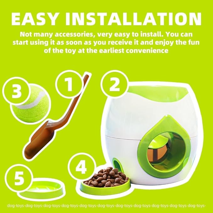 Dog Food Reward Machine, Automatic Dog Ball Launcher, Dog Tennis Ball Throwing Machine for Interactive Play & Training Small and Medium Dogs (Grey)